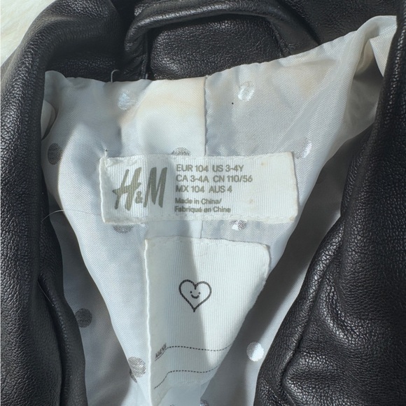 H&M Faux Leather Studded Moto Jacket Size 3-4 - Picture 3 of 10